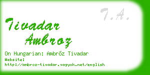 tivadar ambroz business card