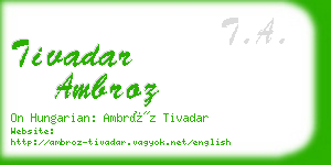 tivadar ambroz business card